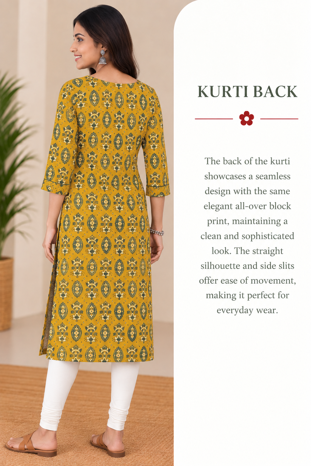 Mustard Cotton Ajrak Hand Block Printed Long Kurta