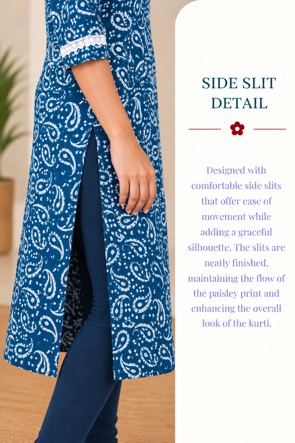 Indigo Cotton Hand Block Printed Long Kurta