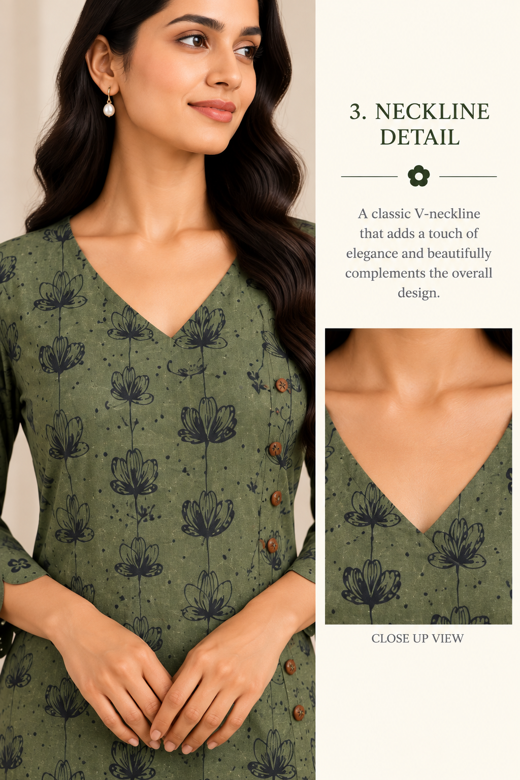 Olive Green Printed Corset