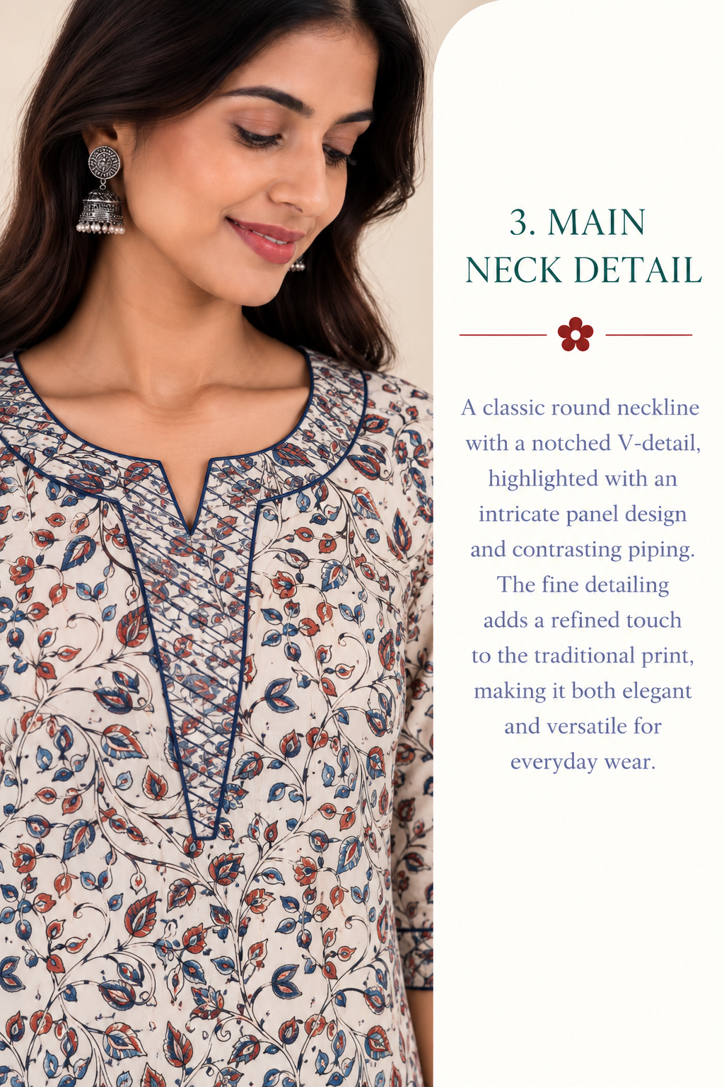Beige Cotton Ajrak Hand Block Printed Long Kurta