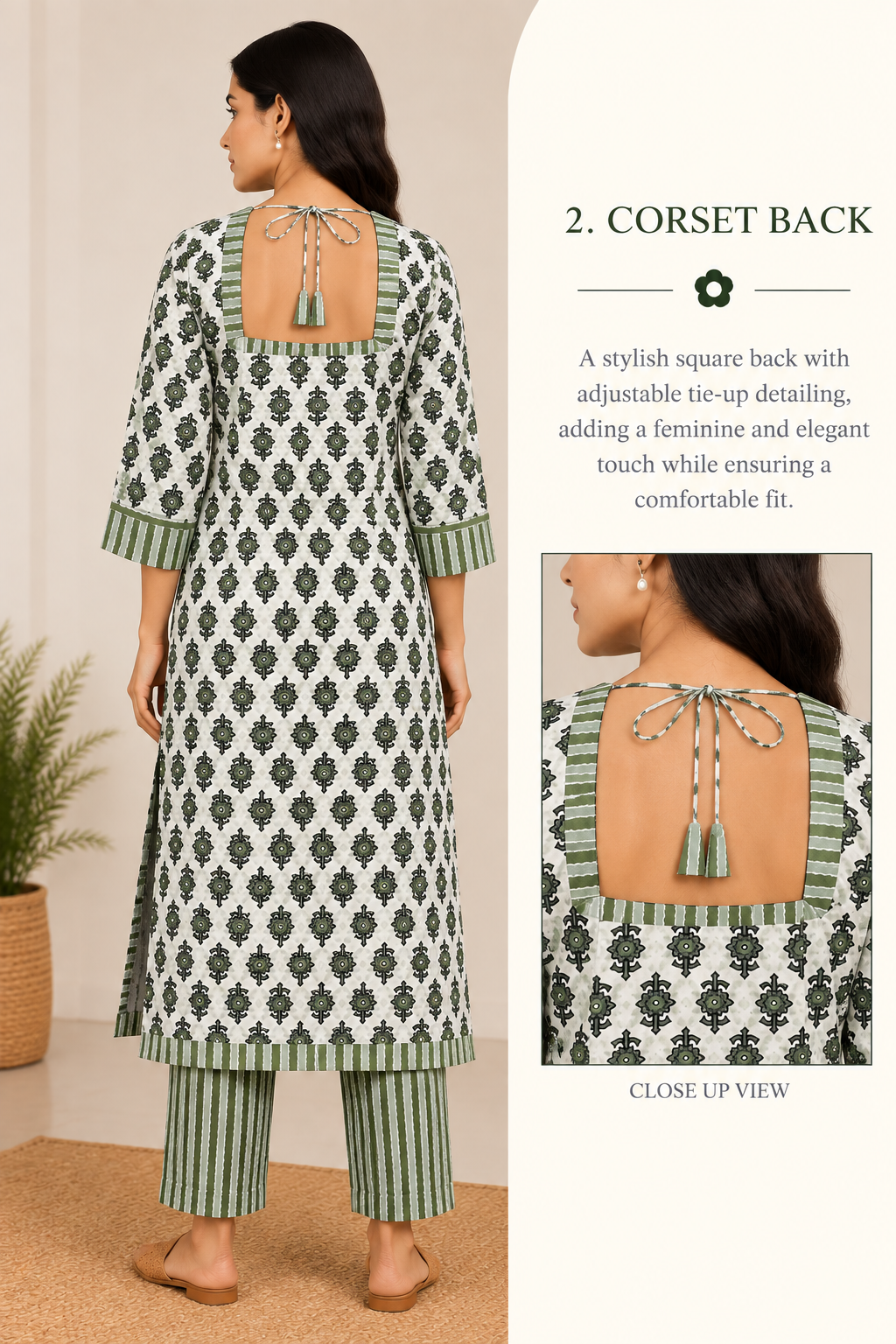 Green Printed Corset