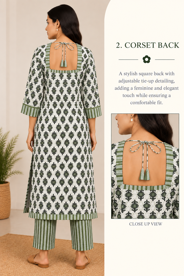 Green Printed Corset