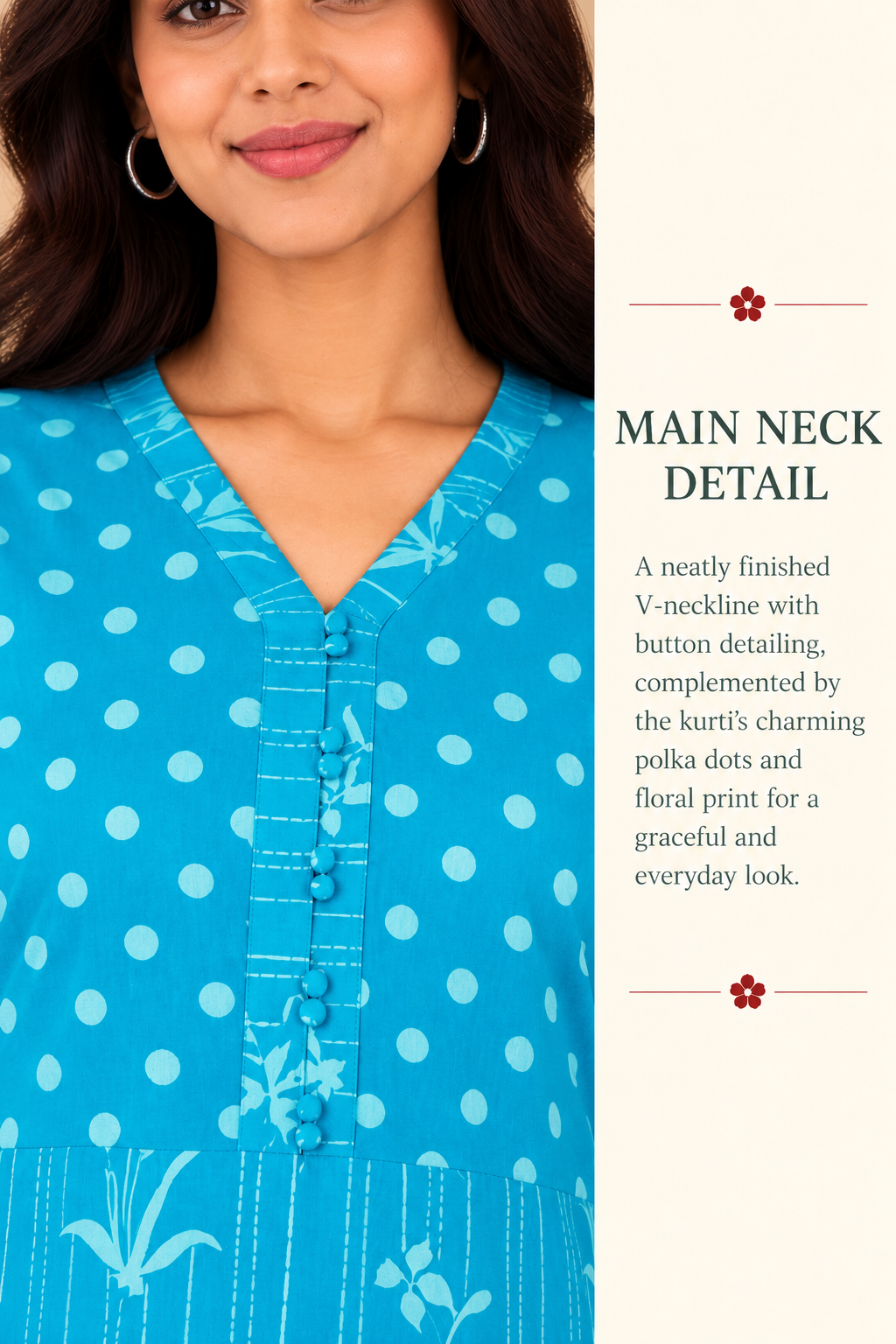 Blue Cotton Dabu Hand Block Printed Short Kurta