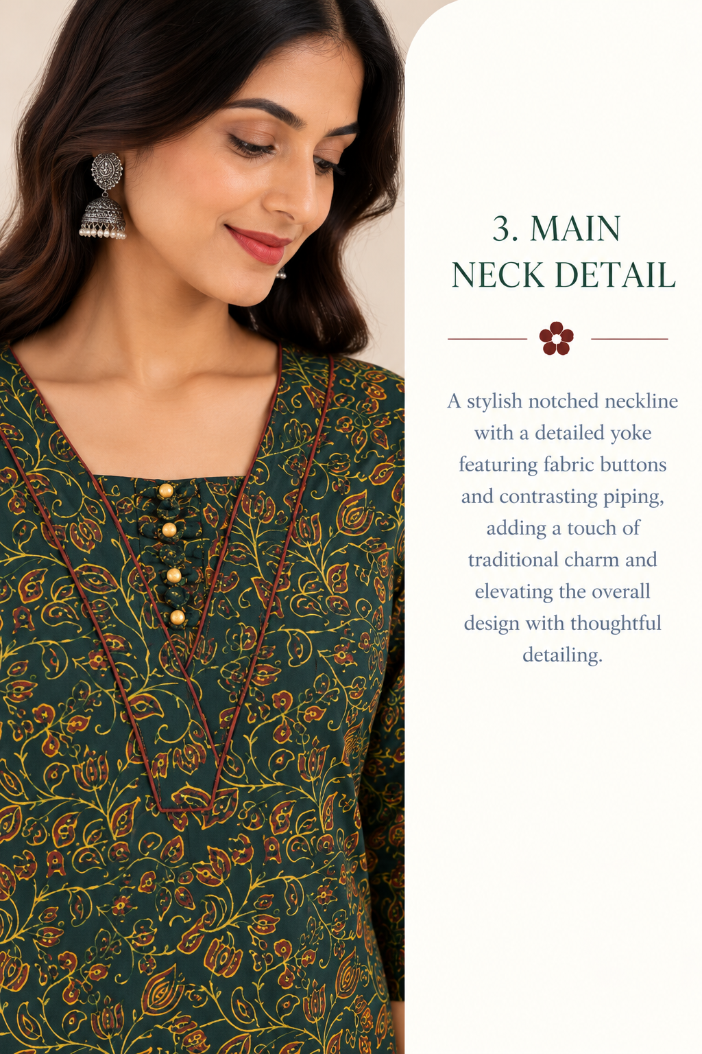 Green Cotton Ajrak Hand Block Printed Long Kurta