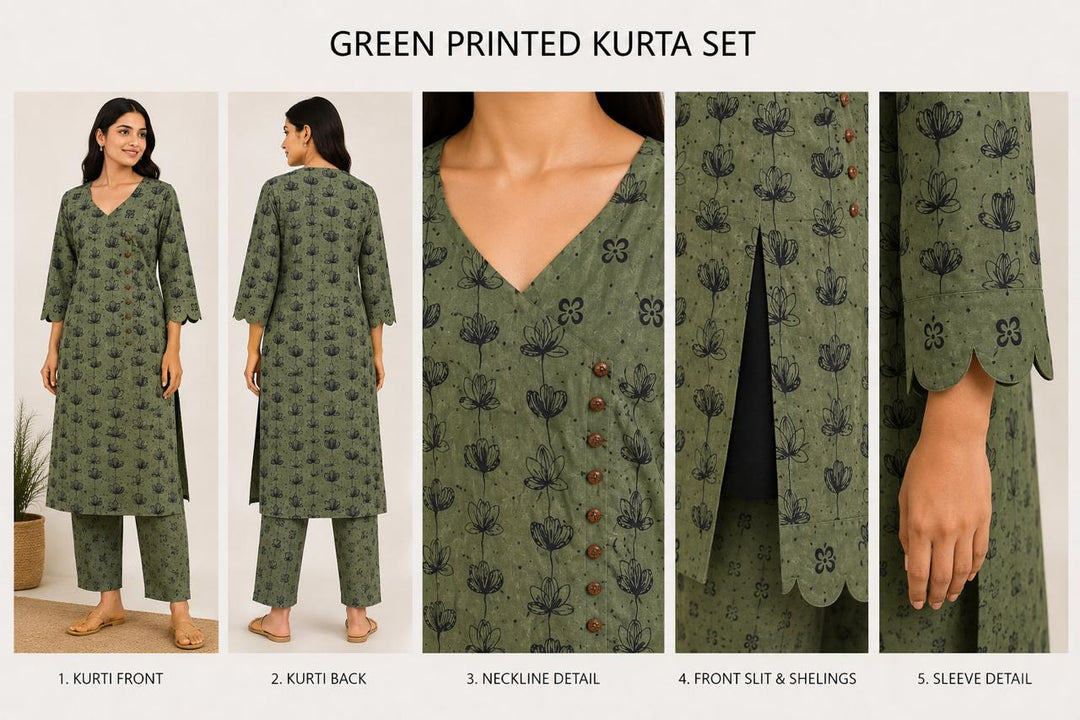 Olive Green Printed Corset