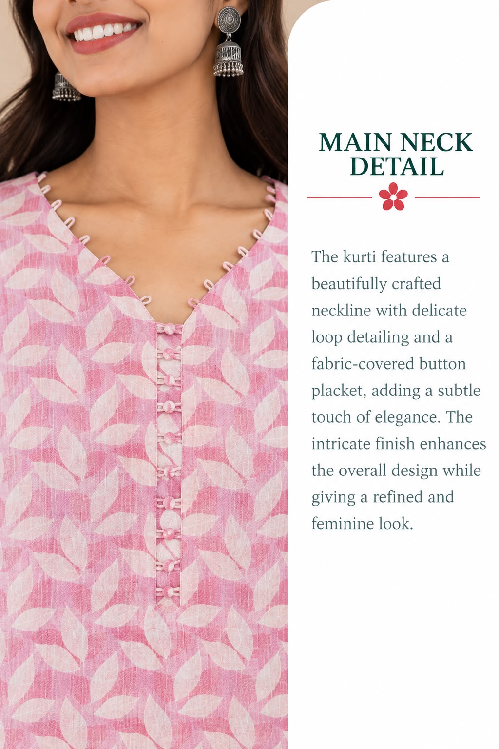 Pink Cotton Kantha Hand Block Printed Long Kurta