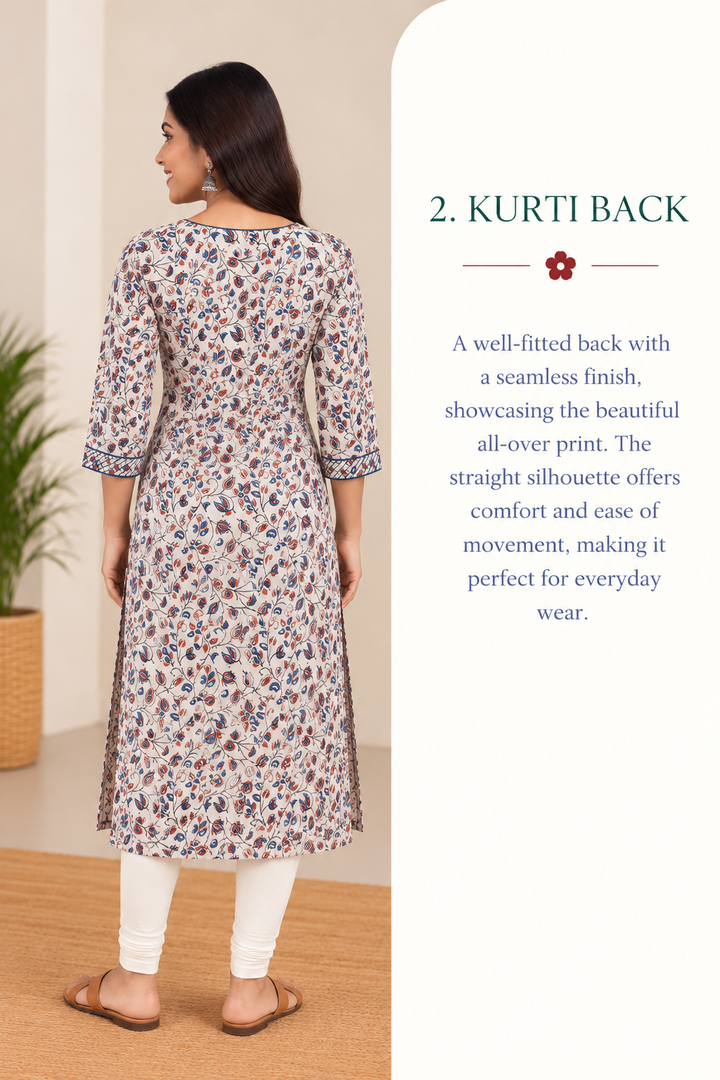 Beige Cotton Ajrak Hand Block Printed Long Kurta