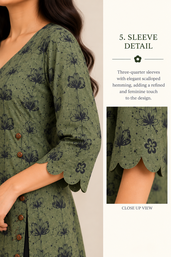 Olive Green Printed Corset