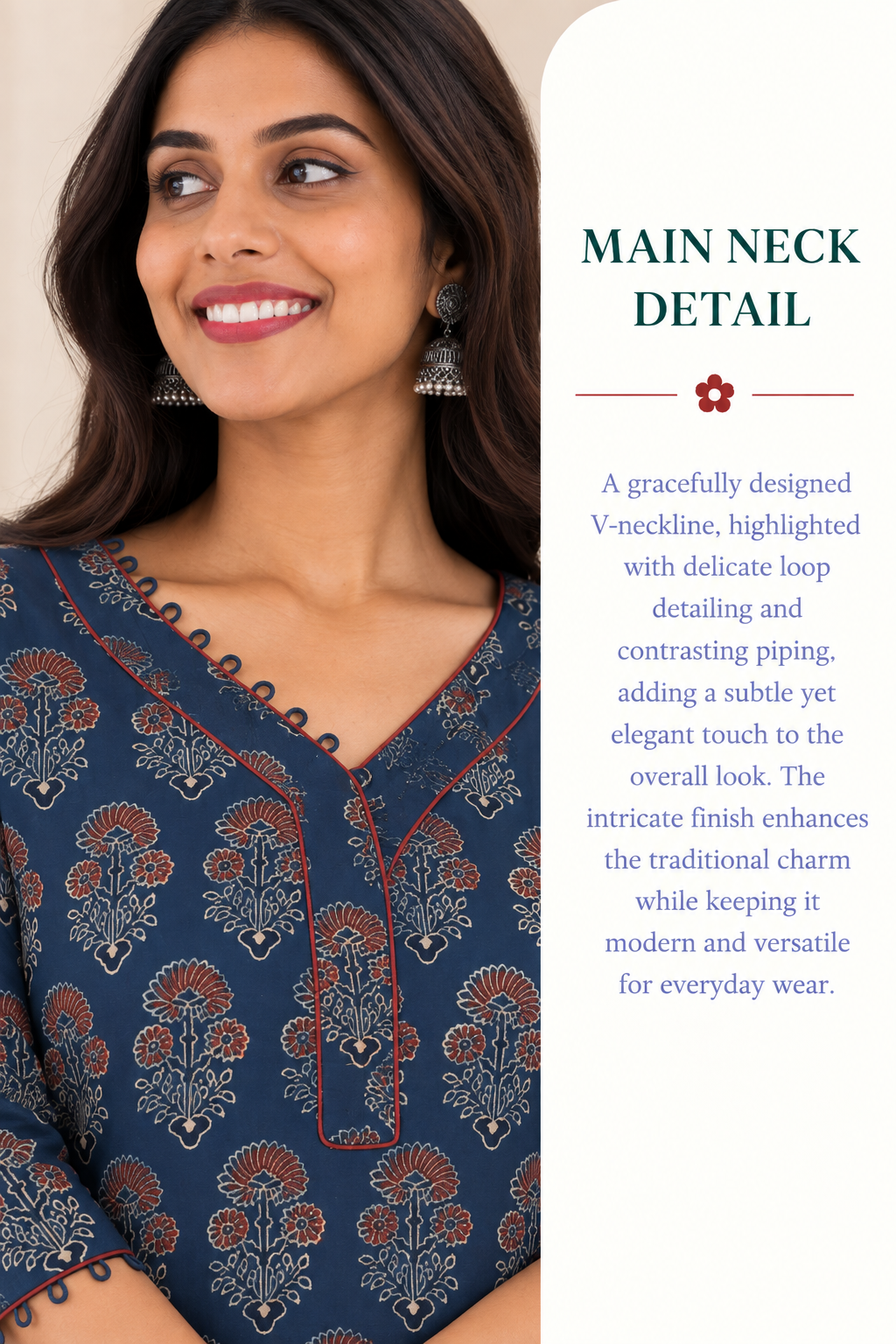 Blue Cotton Ajrak Hand Block Printed Long Kurta
