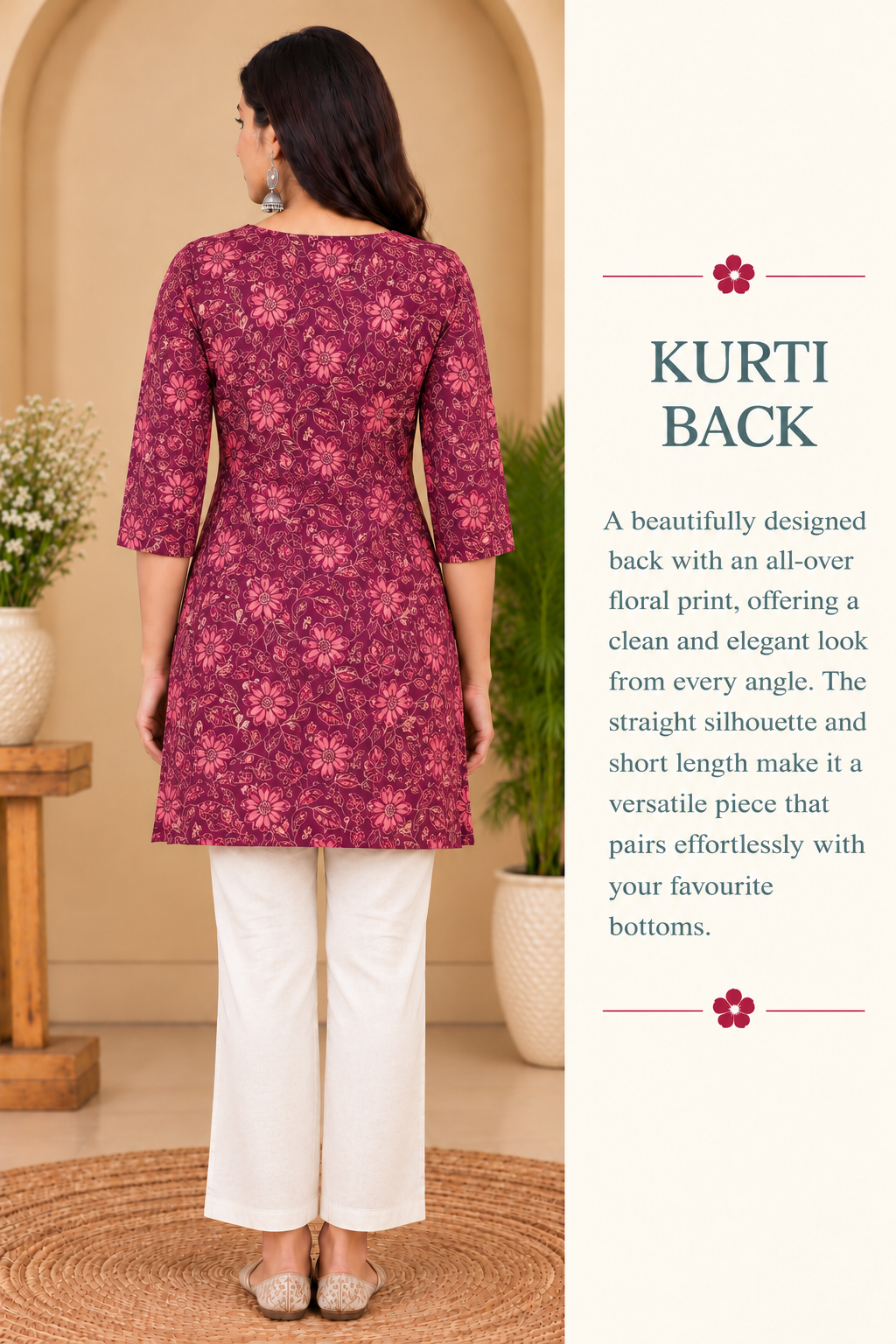 Maroon Naaptol Cotton Hand Block Printed Short Kurta