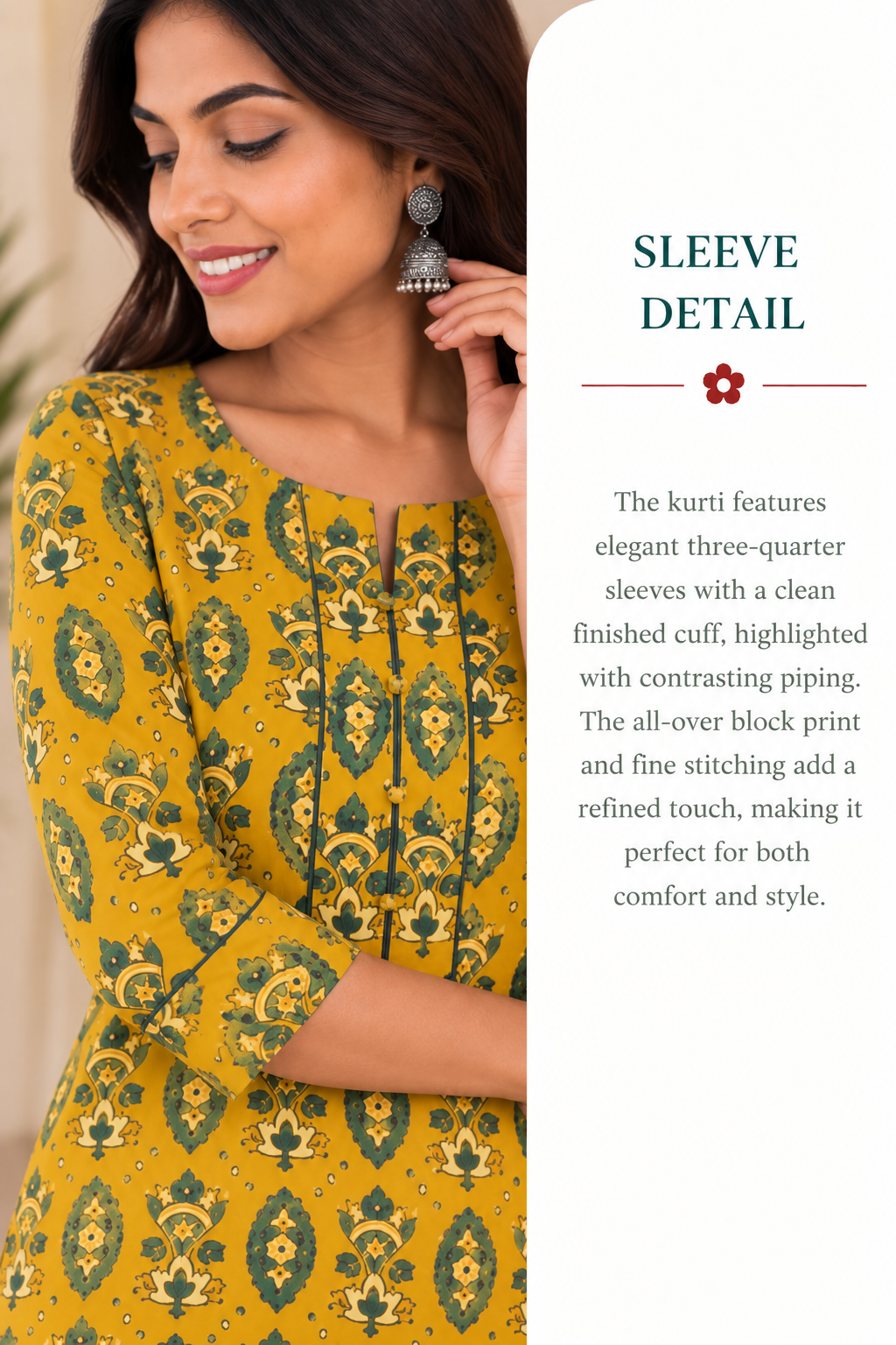 Mustard Cotton Ajrak Hand Block Printed Long Kurta