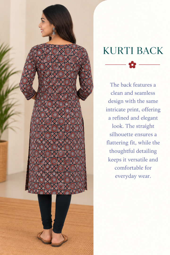 Black Cotton Ajrak Hand Block Printed Long Kurta